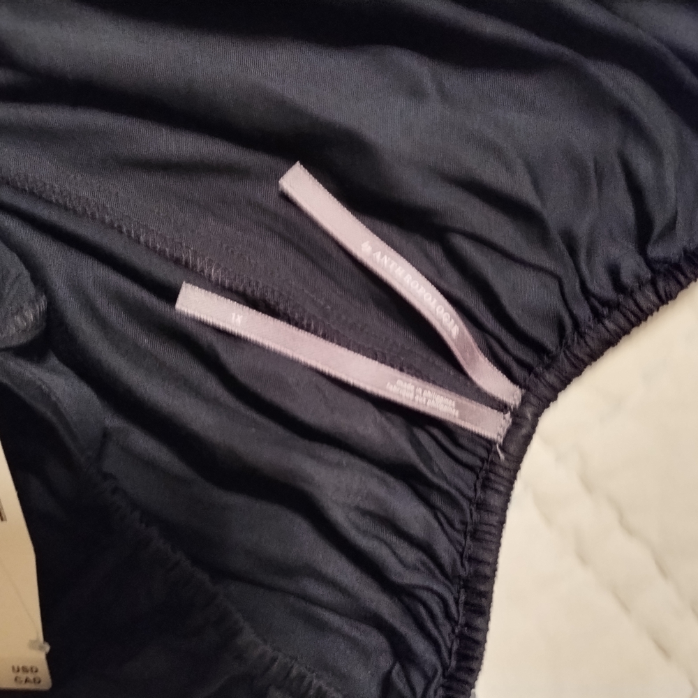 Anthropologie Black Satin Jumpsuit Pajamas - Picture 6 of 9